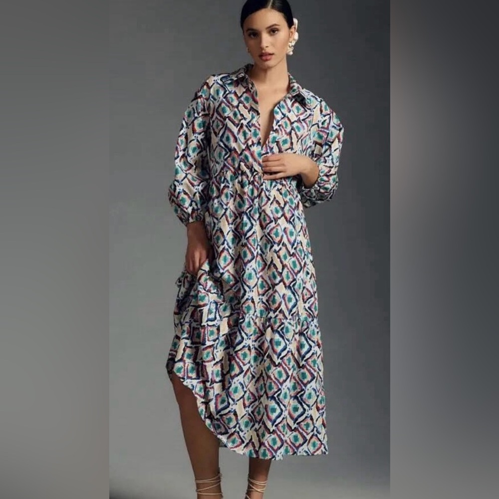 Anthropologie Bettina Tiered Shirt Dress by Maeve